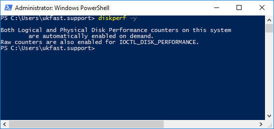 Running the diskperf command