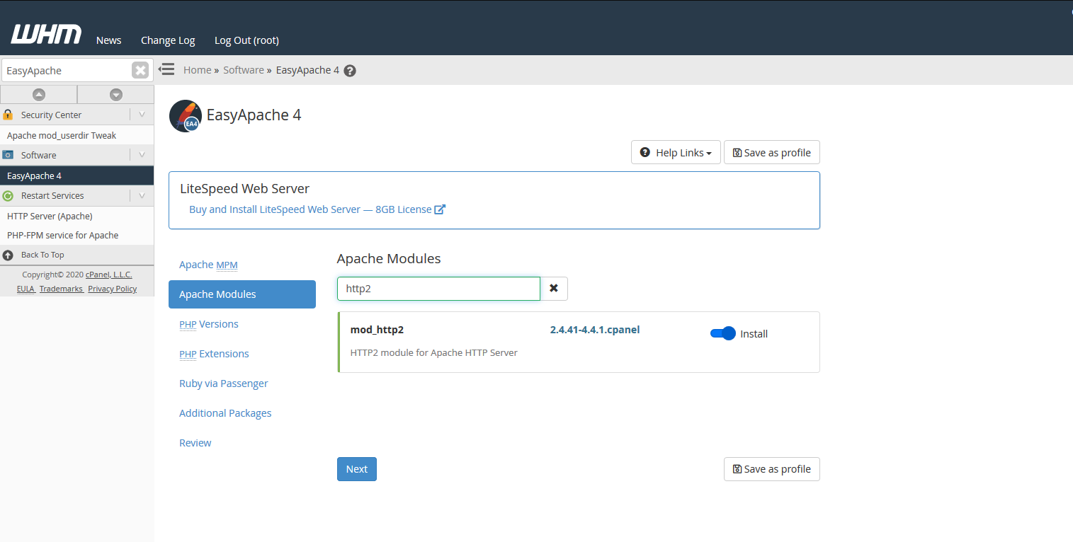 cPanel EA4 Apache Module