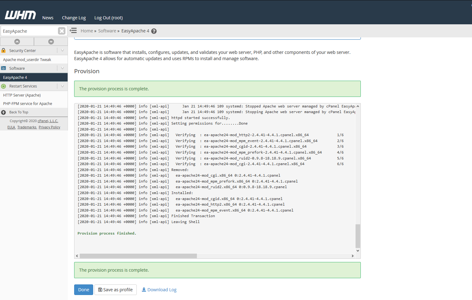 cPanel EA4 Done