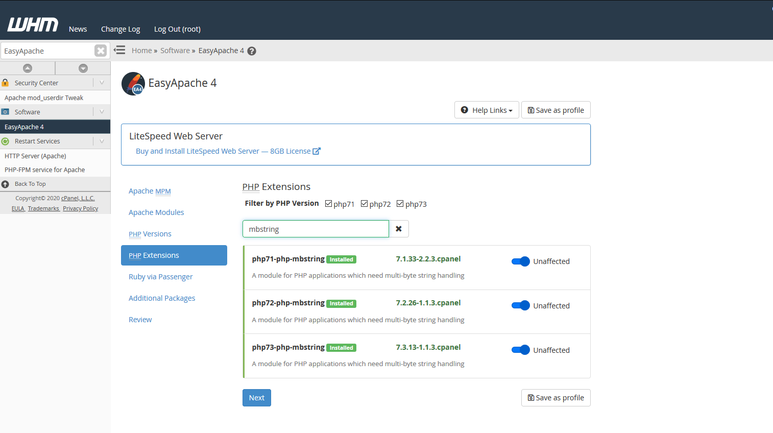 cPanel EA4 PHP Extension