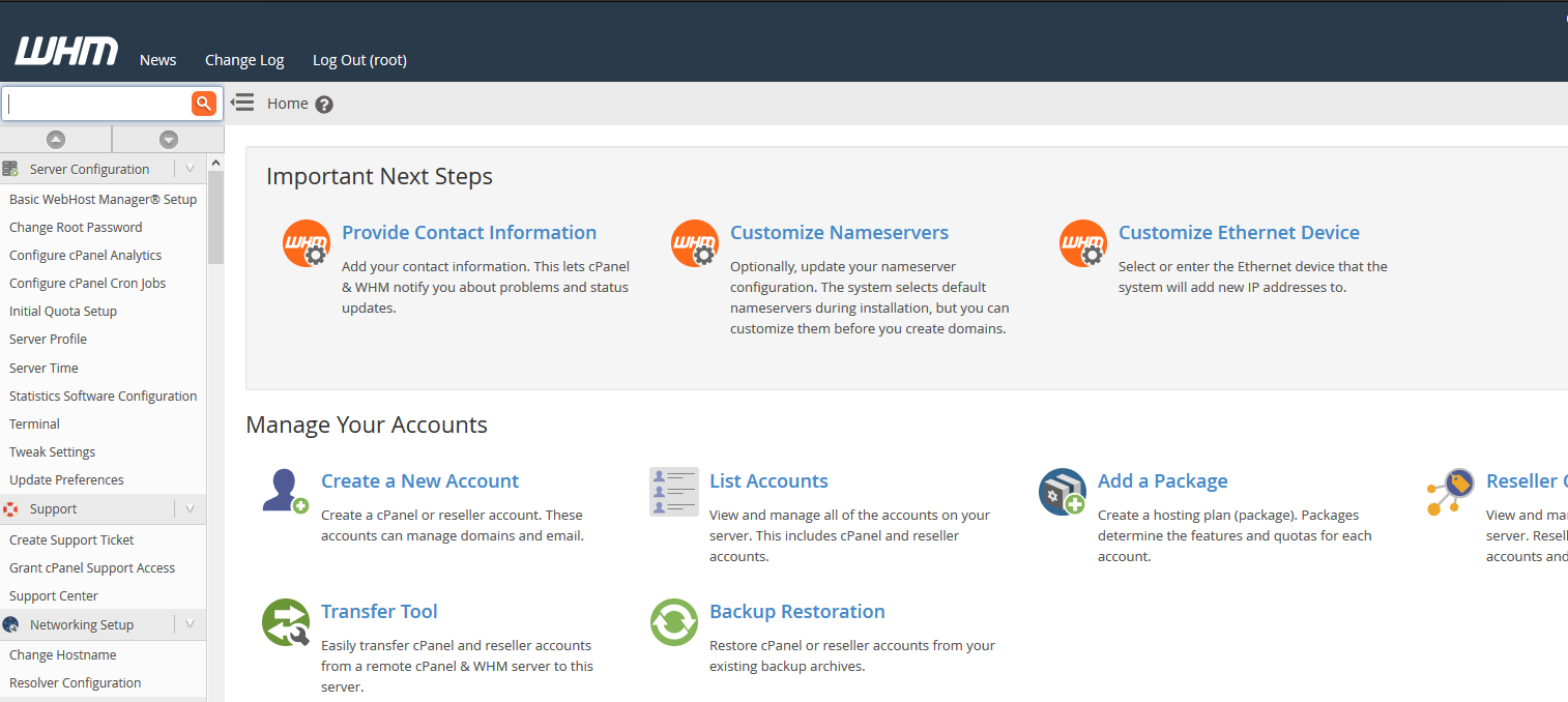 cPanel Home