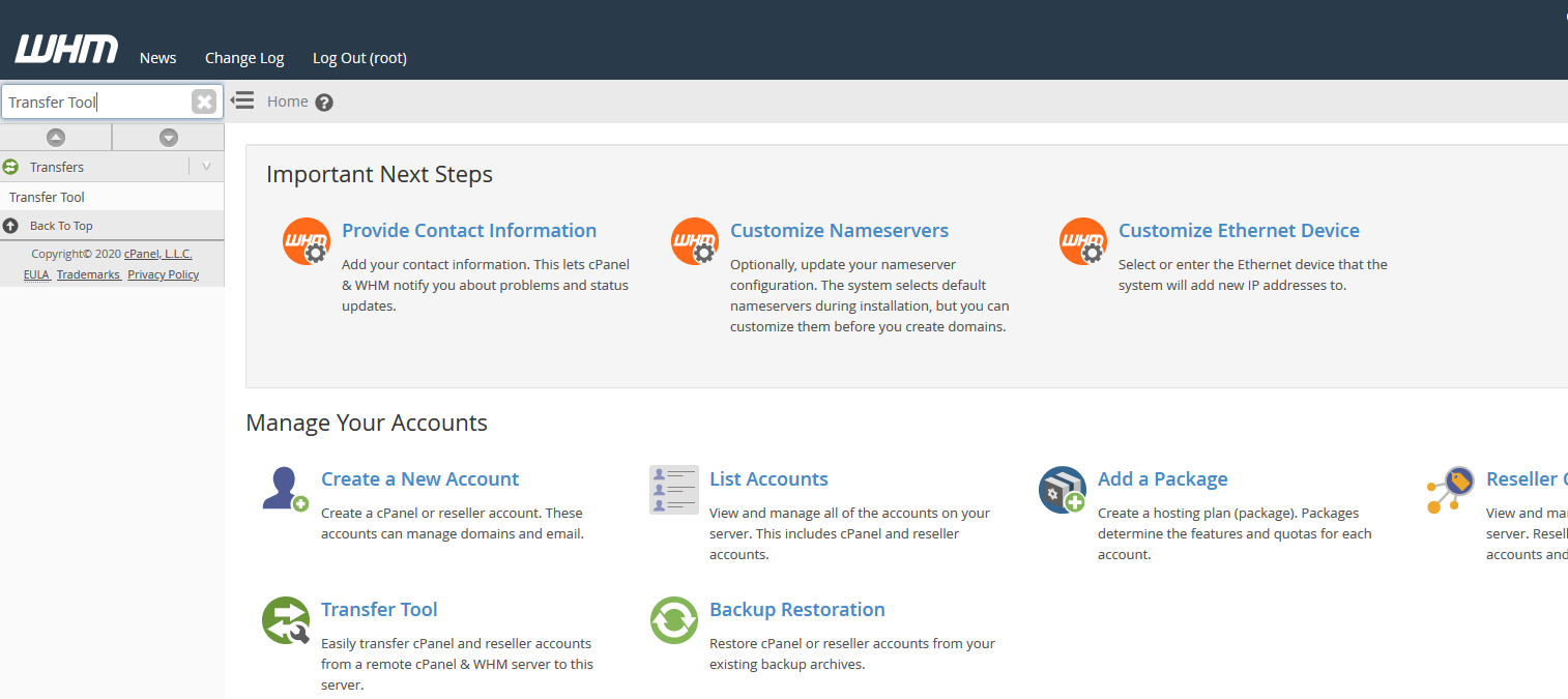 cPanel Transfer Tool Image