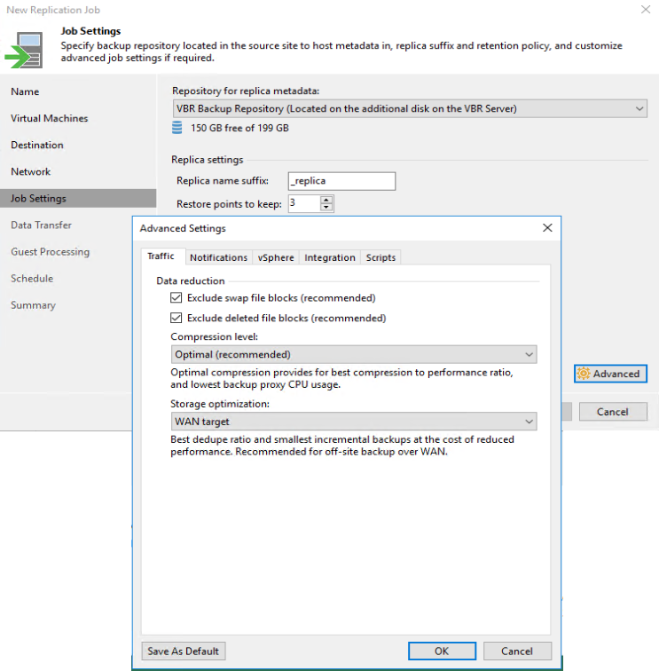 Replication Job - Job Settings